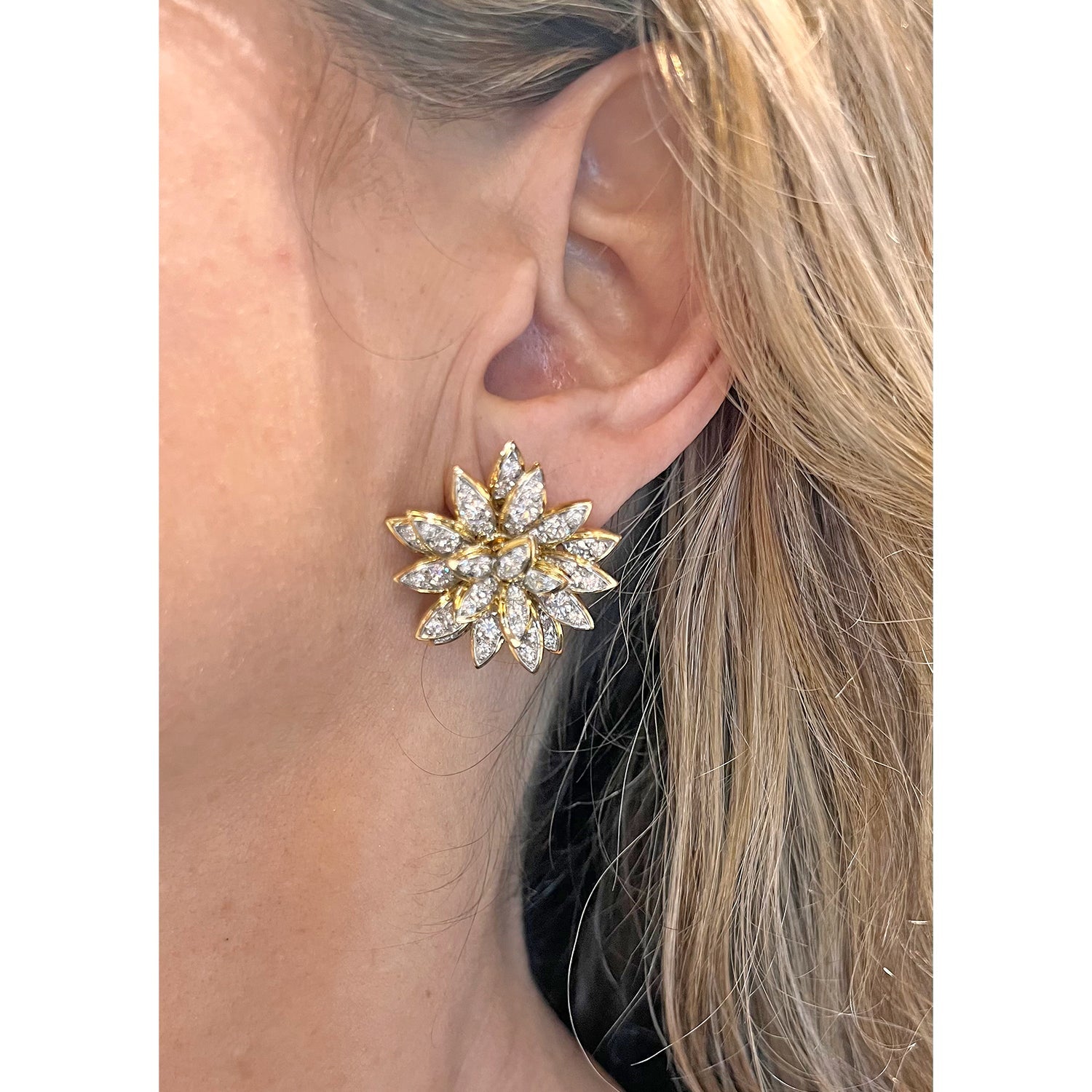 Vintage Diamond and White Gold Flower Earrings, Circa 1950 - Etsy